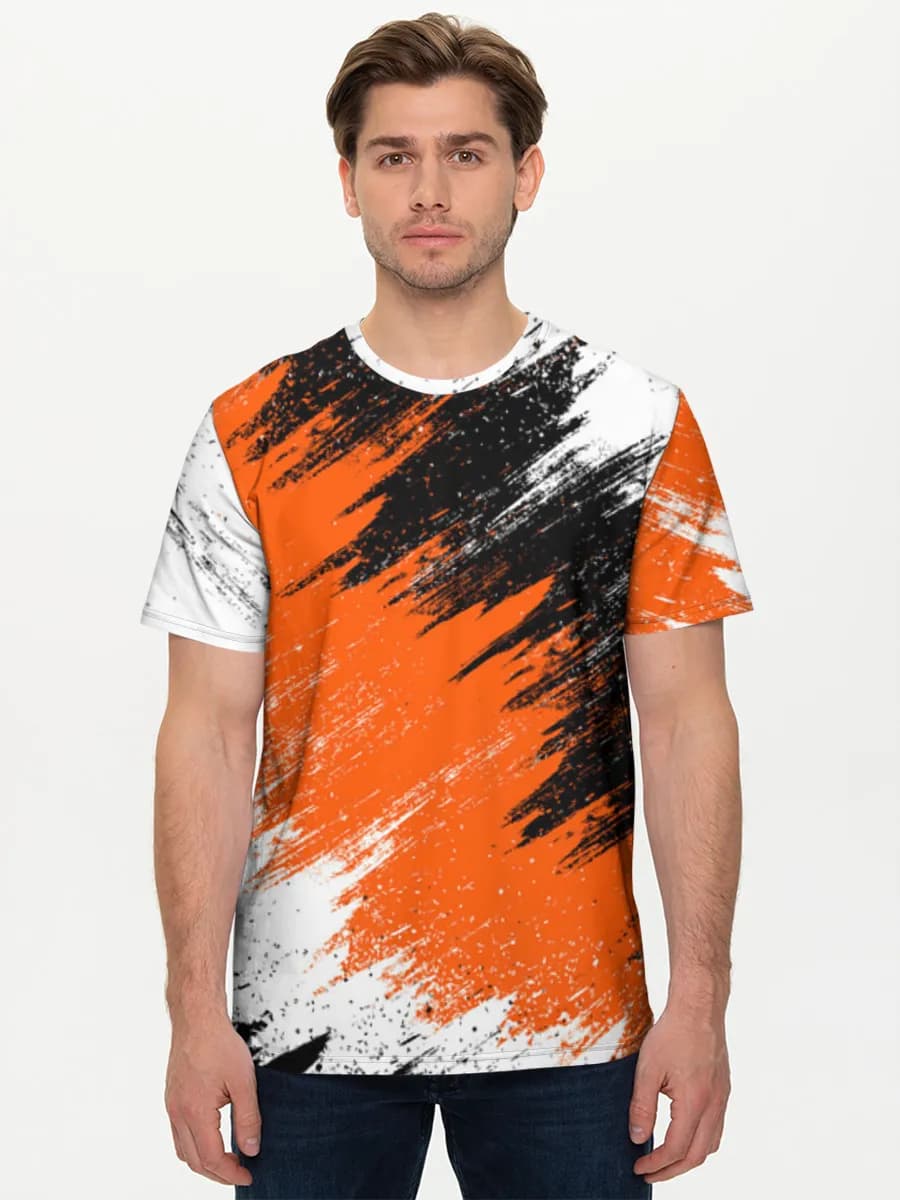 Orange Black Brushstroke Abstract