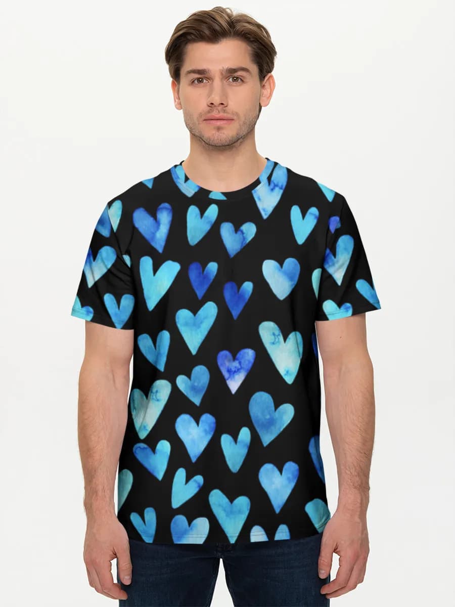 Blue Watercolor Hearts