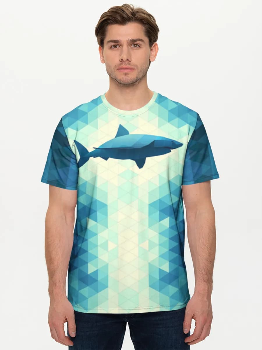 Low Poly Shark — Men's basic cotton T-shirt