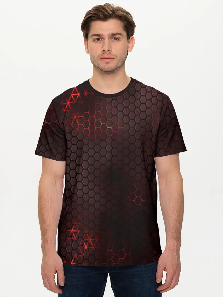 Red Neon Hex Grid