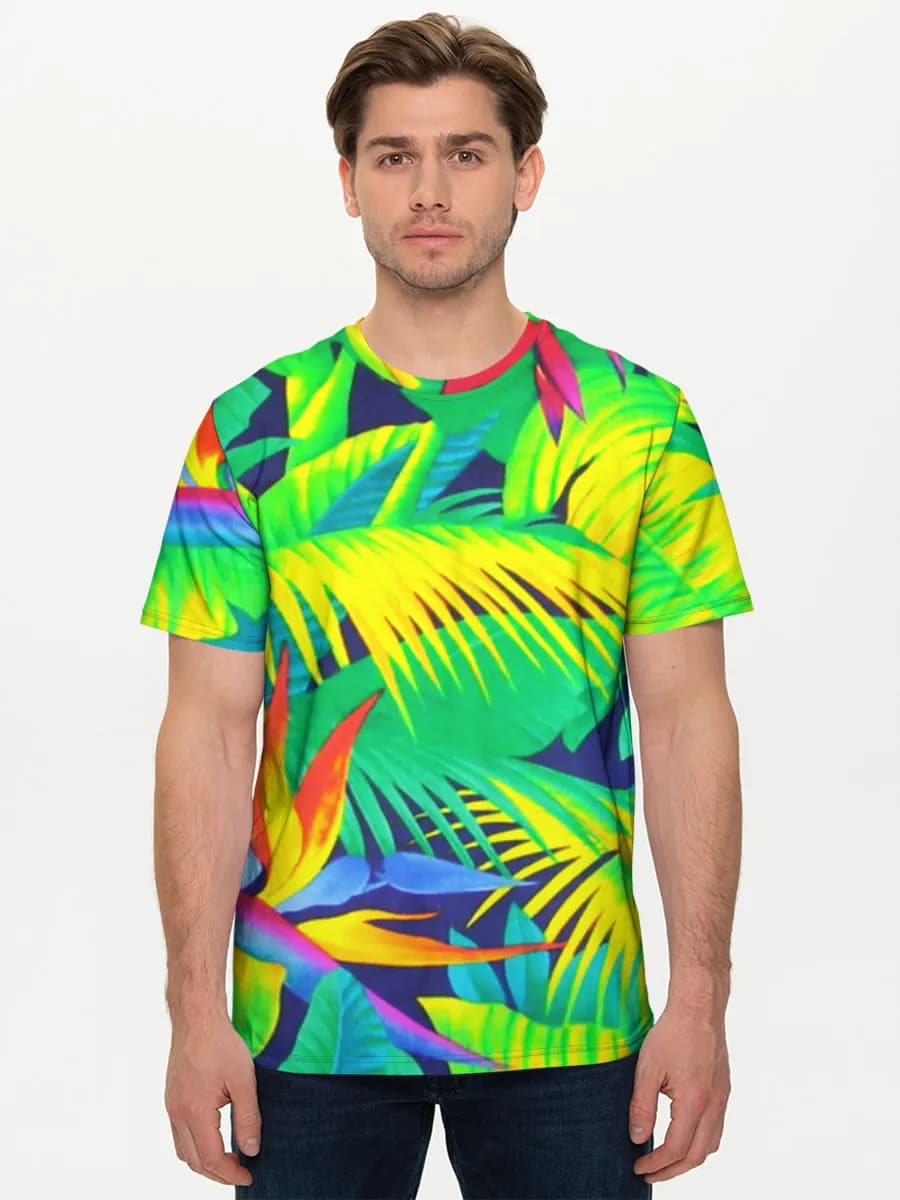 Neon Tropical Jungle Leaves