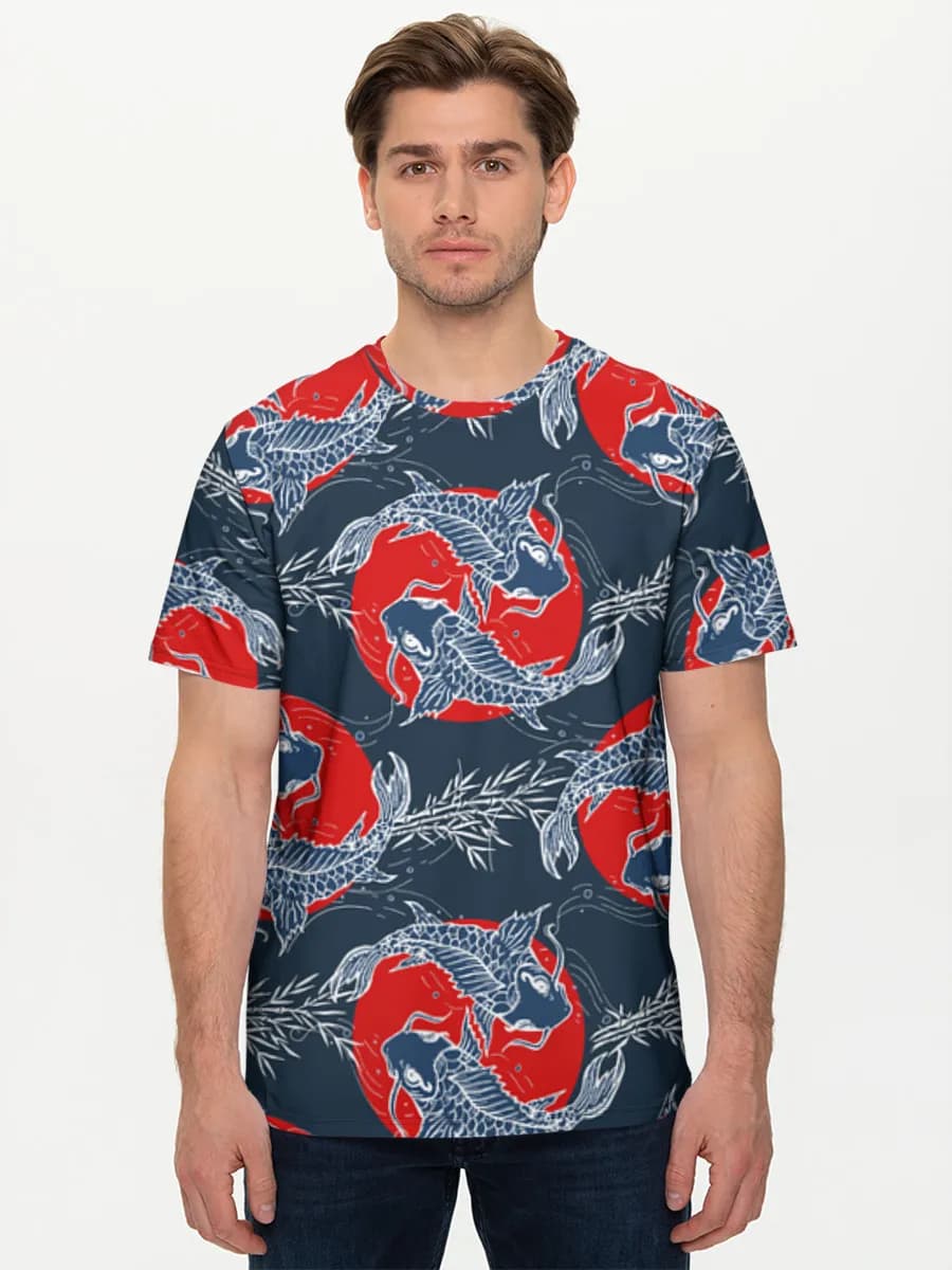 Koi Fish Rising Sun