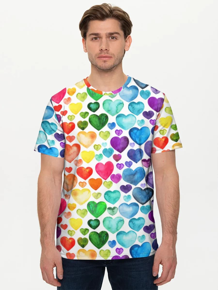 Watercolor Rainbow Hearts