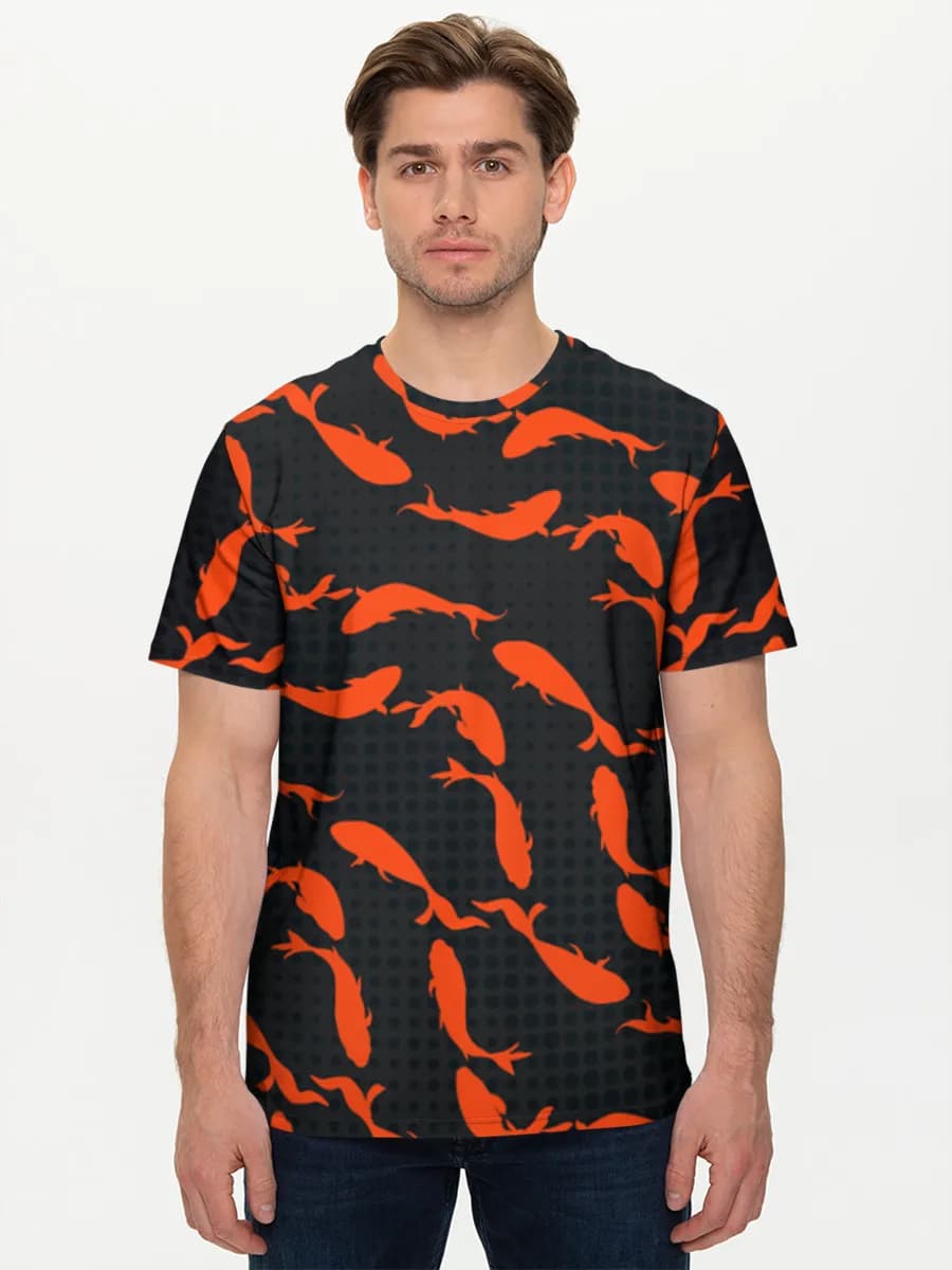 Orange Koi Fish Silhouettes — Men's basic cotton T-shirt