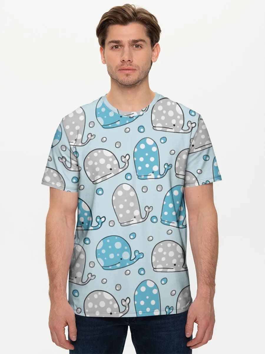 Polka Dot Whales — Men's basic cotton T-shirt