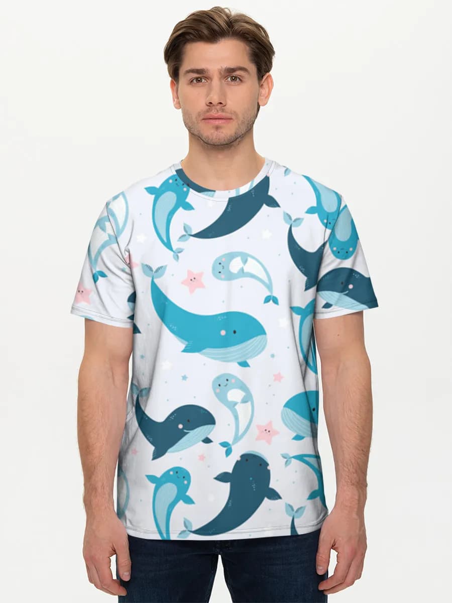 Cute Ocean Whales — Men's basic cotton T-shirt