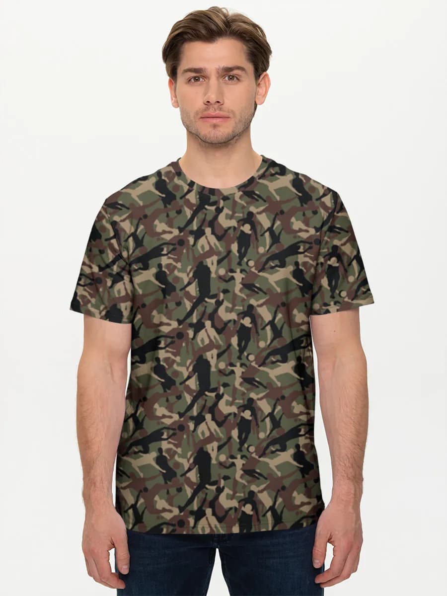 Volleyball Camo Silhouettes — Men's basic cotton T-shirt