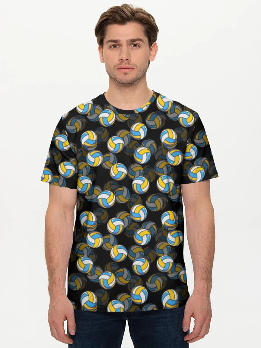 Blue Yellow Volleyballs — Men's basic cotton T-shirt