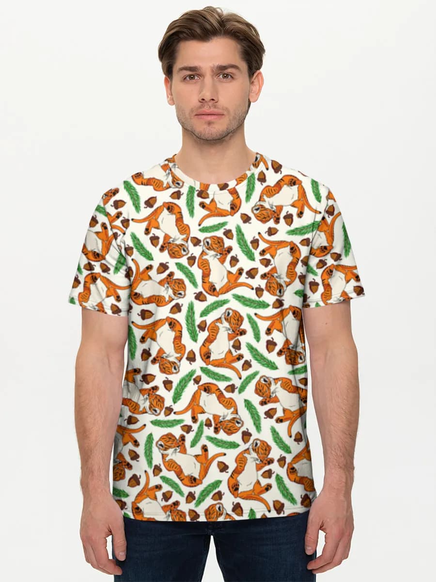 Playful Tigers And Acorns — Men's basic cotton T-shirt