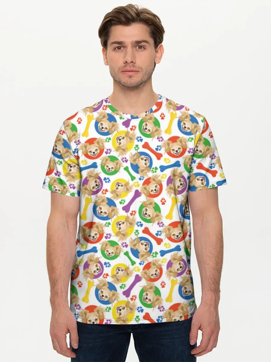 Colorful Chihuahua Paw Prints — Men's basic cotton T-shirt