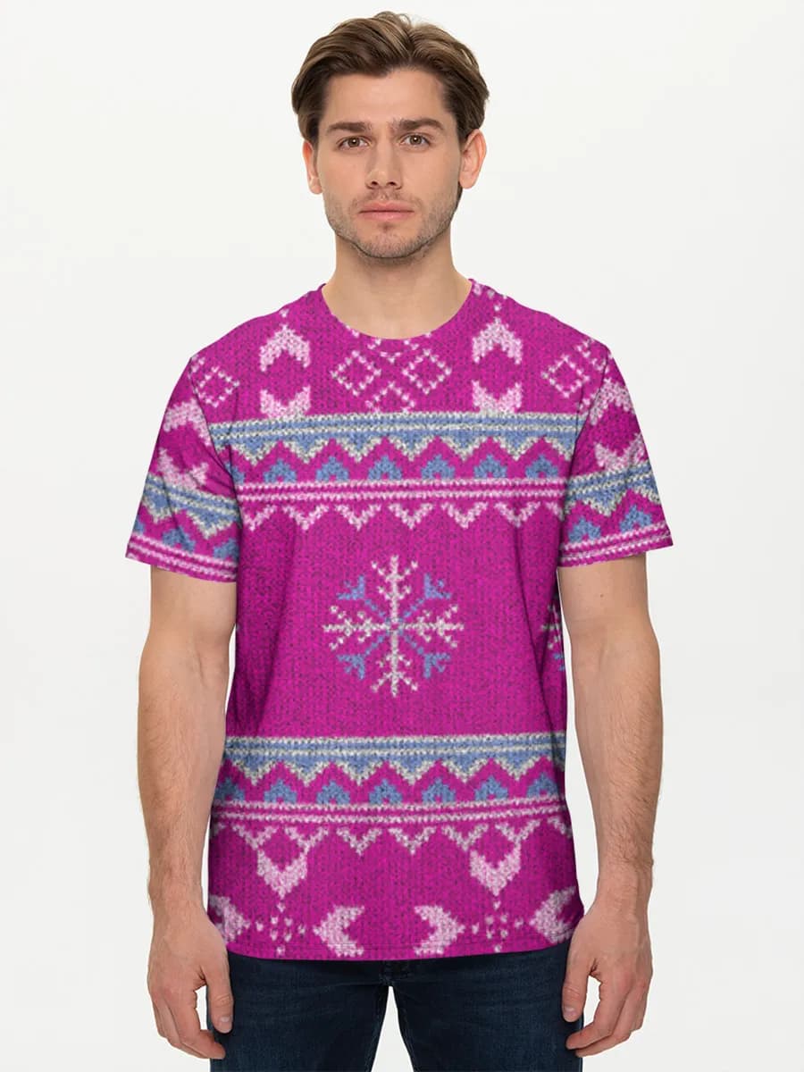 Pink Fair Isle Snowflakes