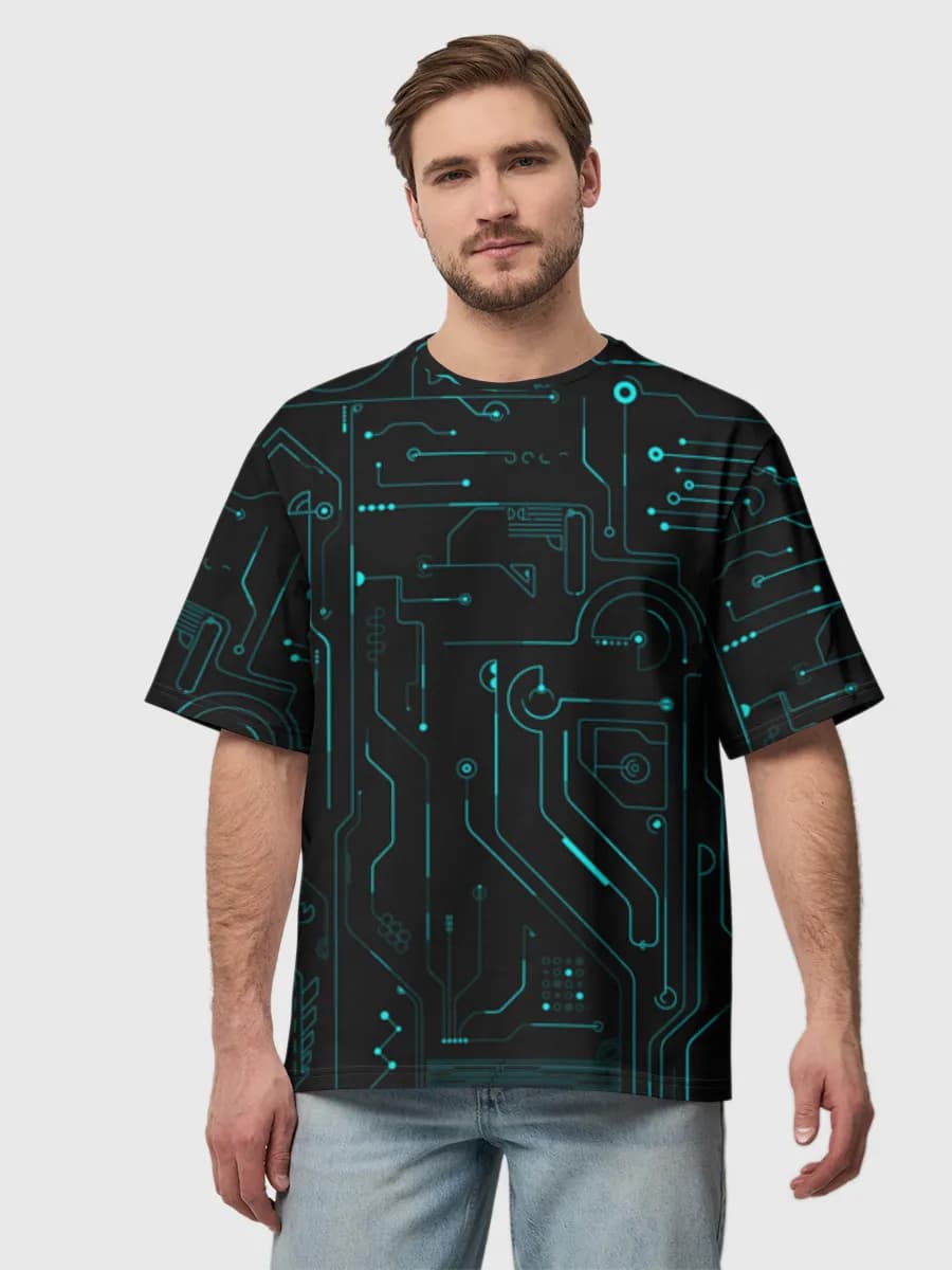 Neon Circuit Board Lines
