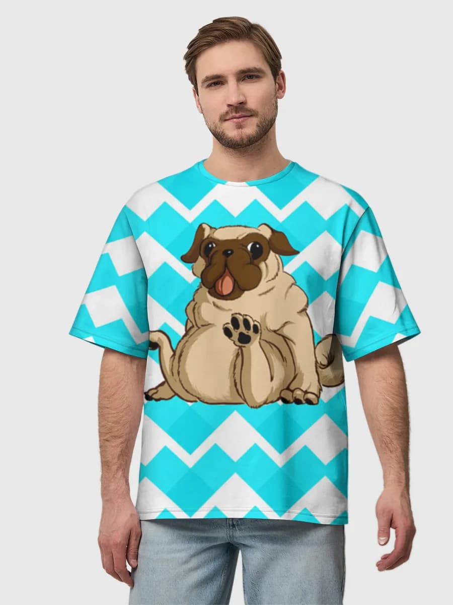 Cute Pug On Chevron