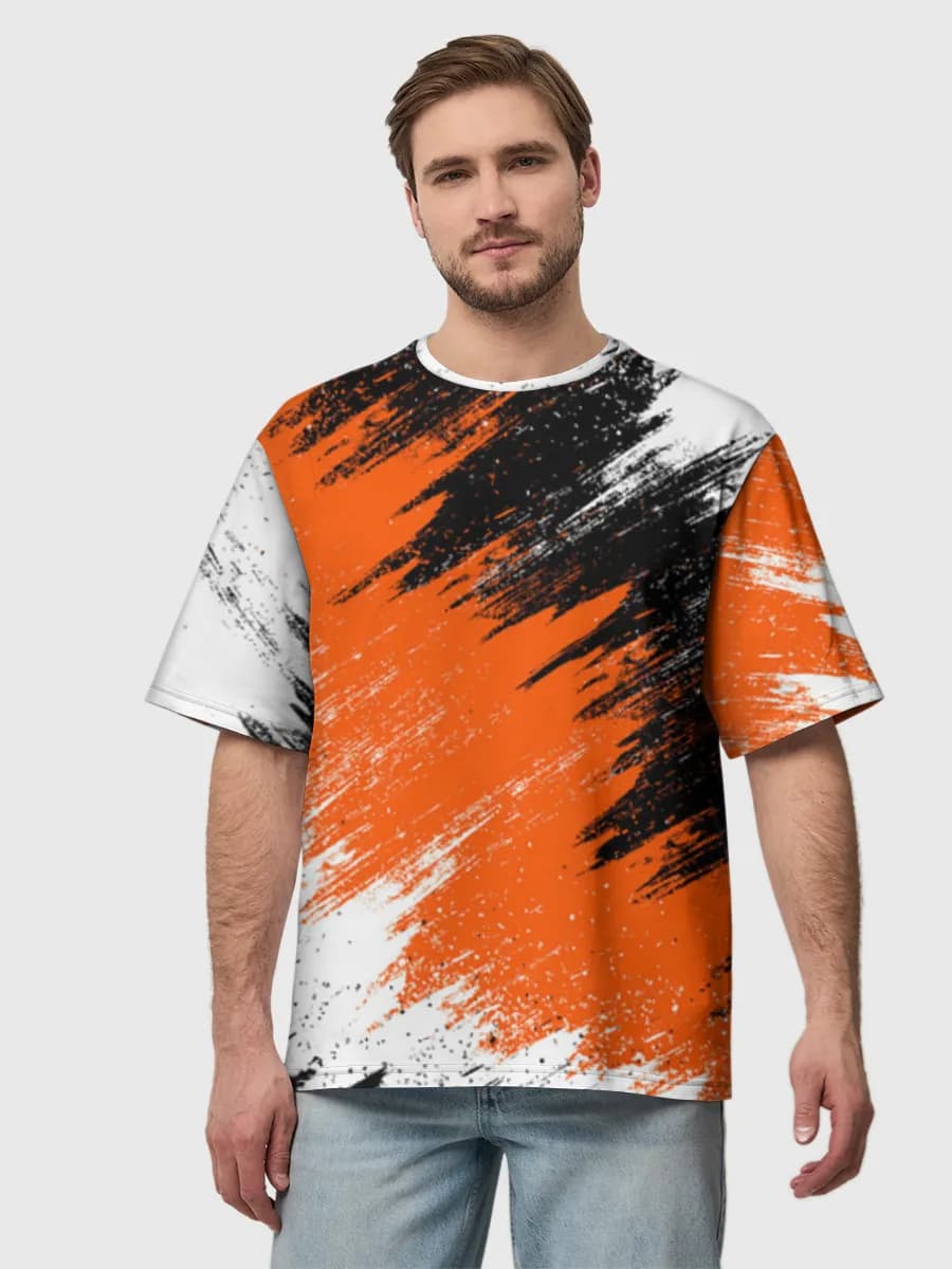 Orange Black Brushstroke Abstract