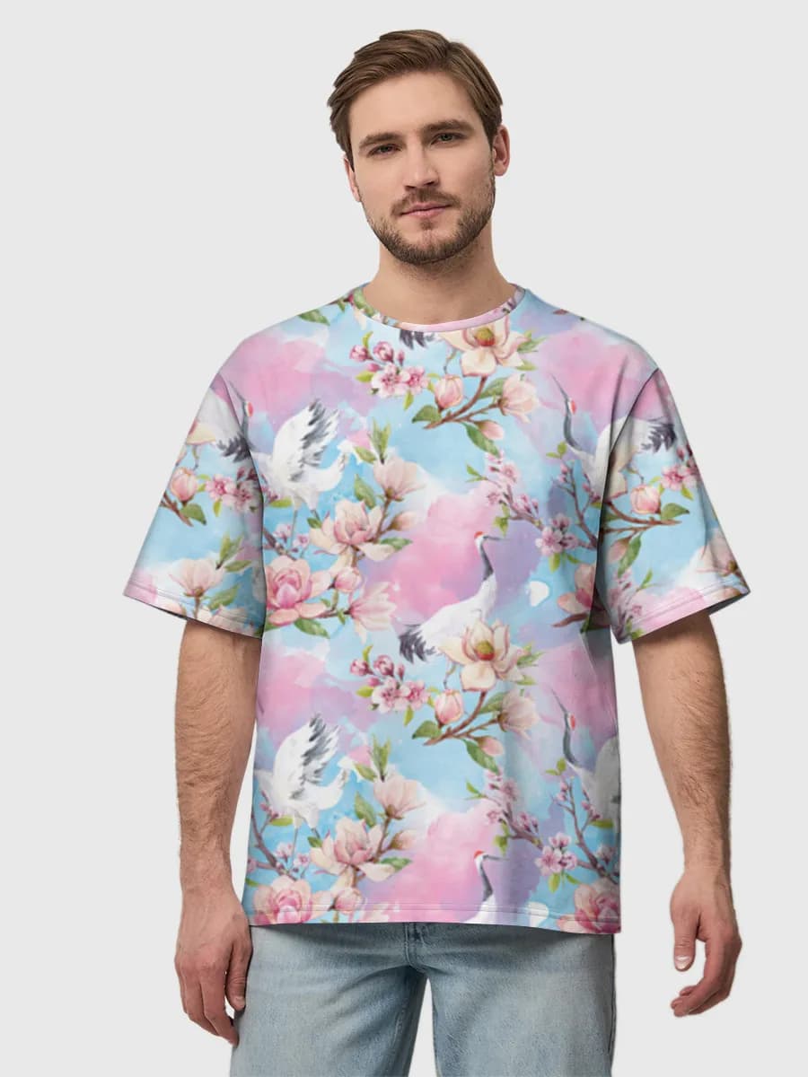 Watercolor Cranes And Magnolias