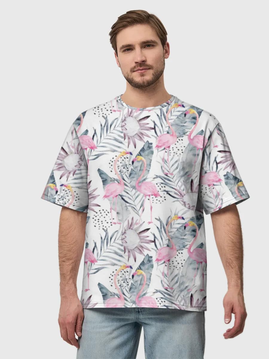 Watercolor Tropical Flamingos