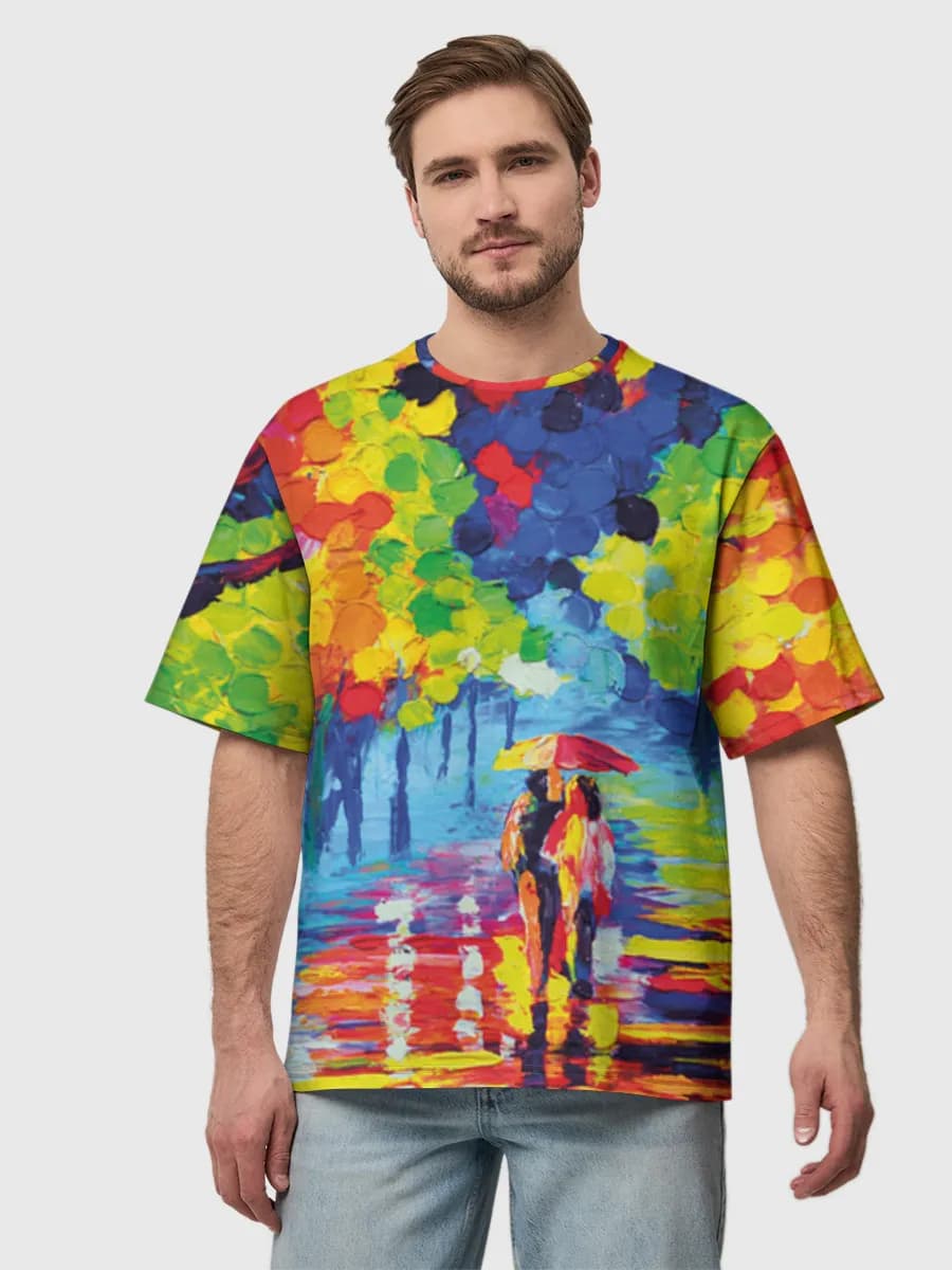 Colorful Rainy Park Walk