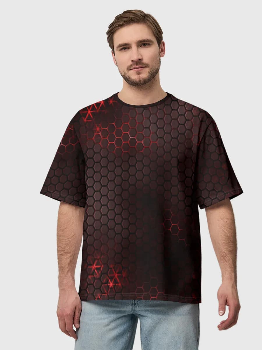 Red Neon Hex Grid