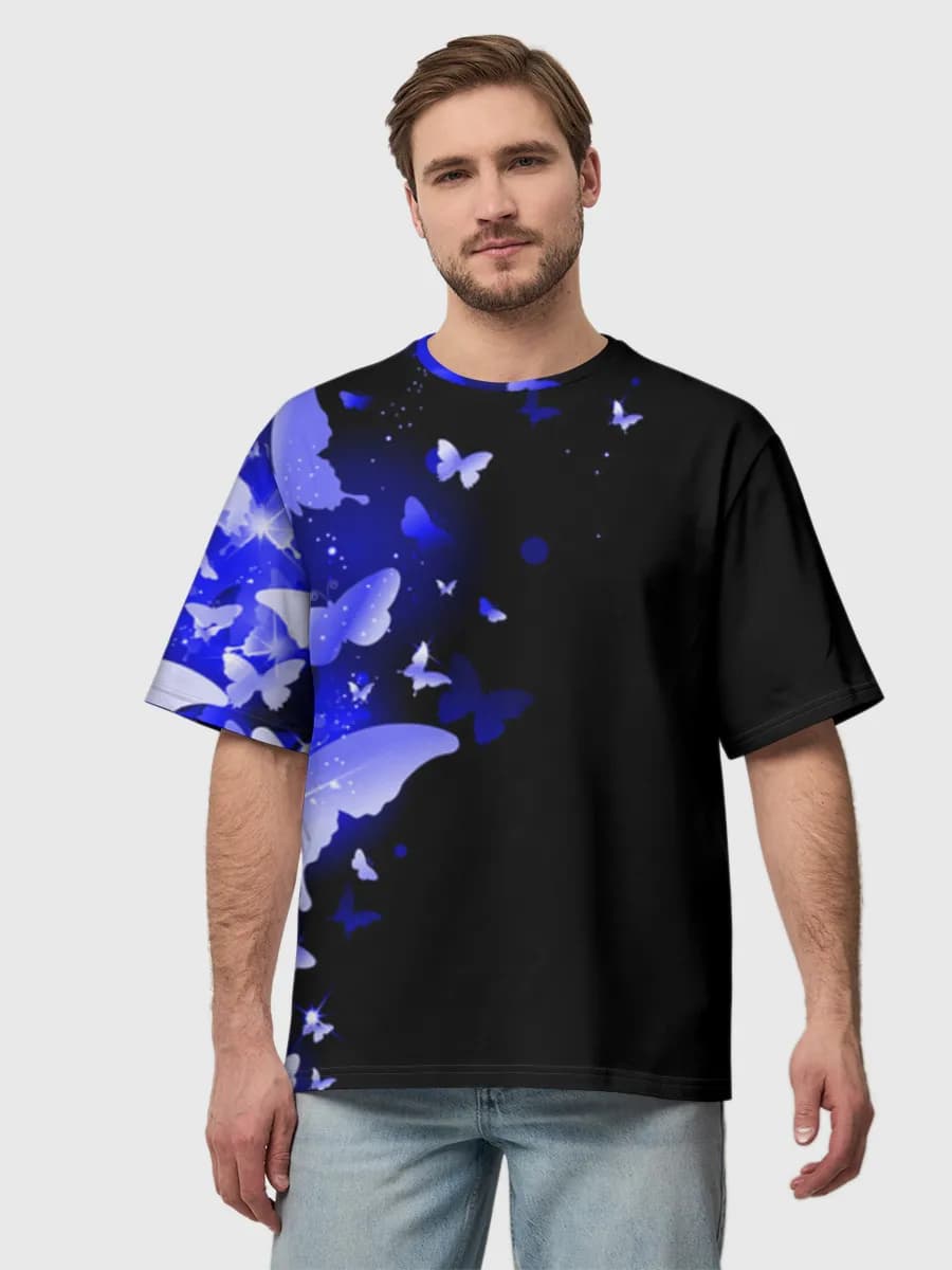 Glowing Blue Butterfly Swarm