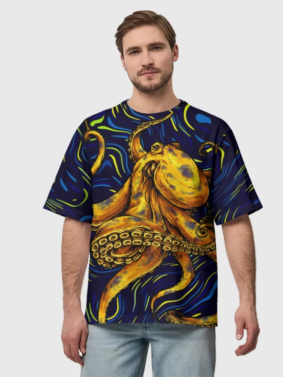 Golden Octopus Night Swirls