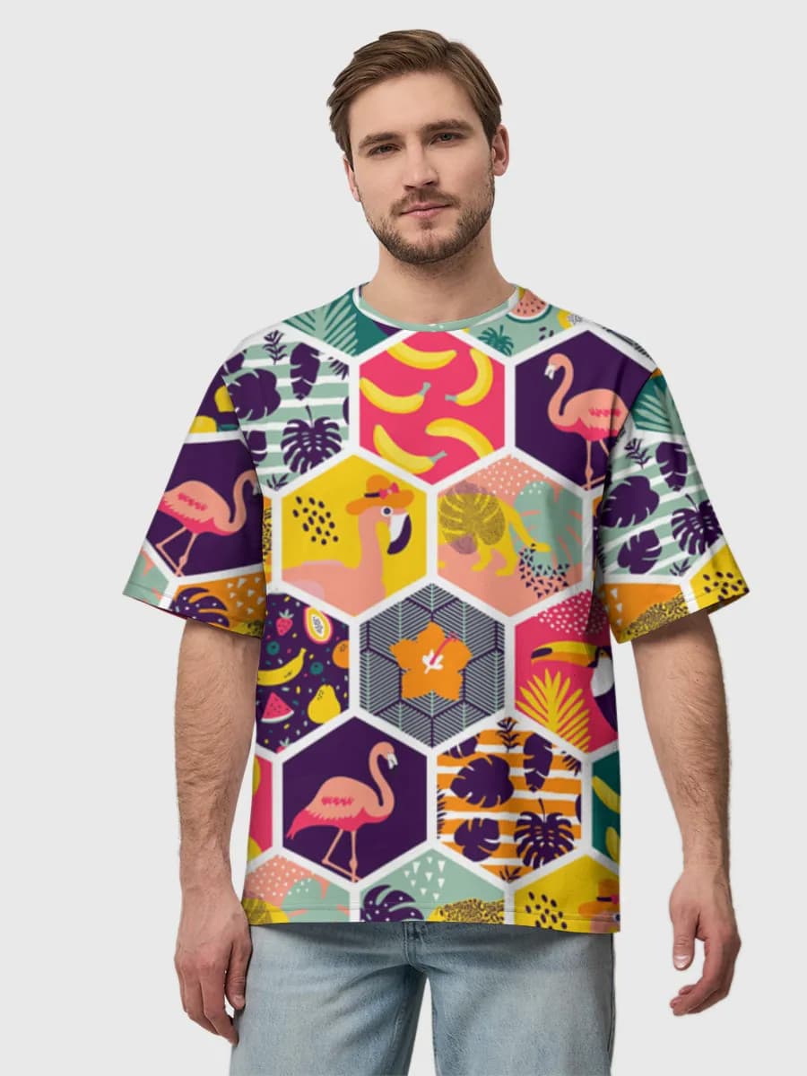 Tropical Hexagon Jungle Collage