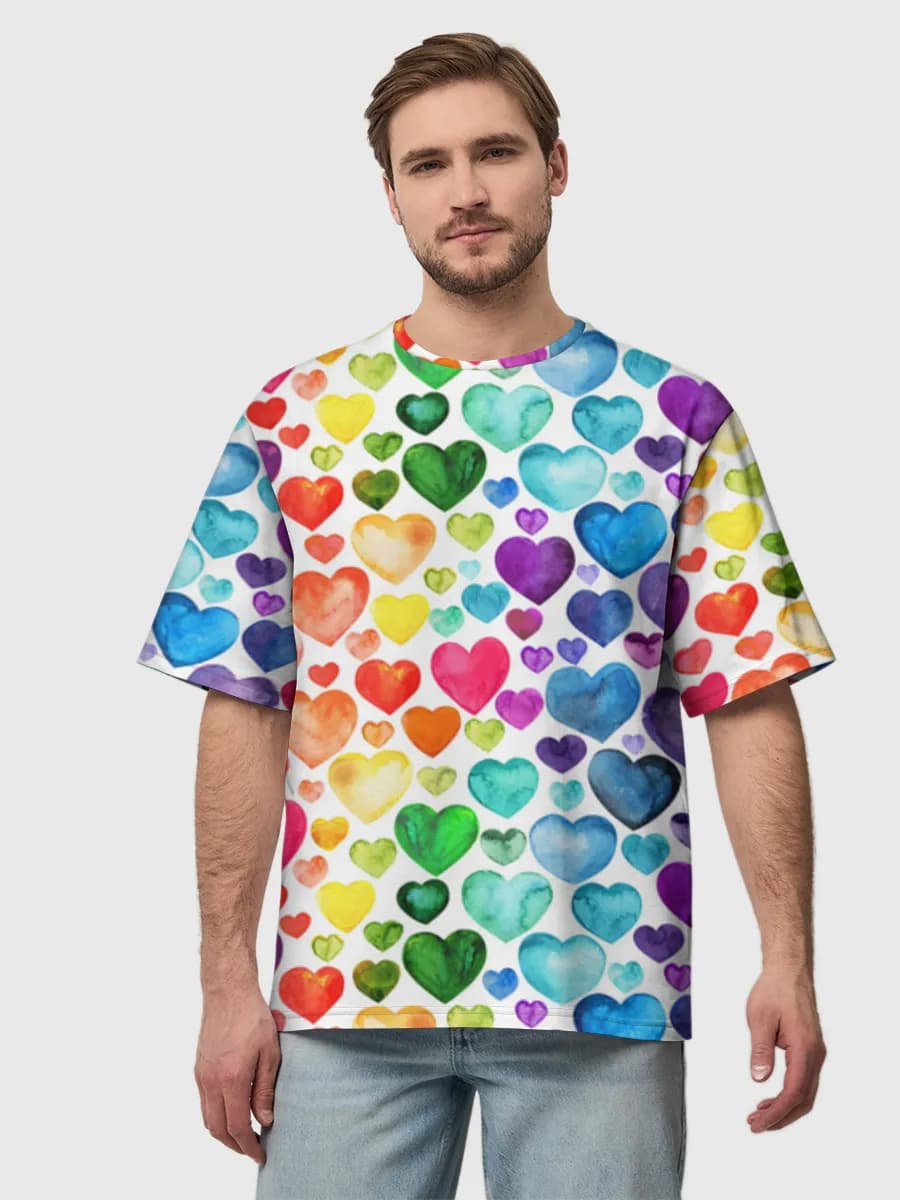 Watercolor Rainbow Hearts
