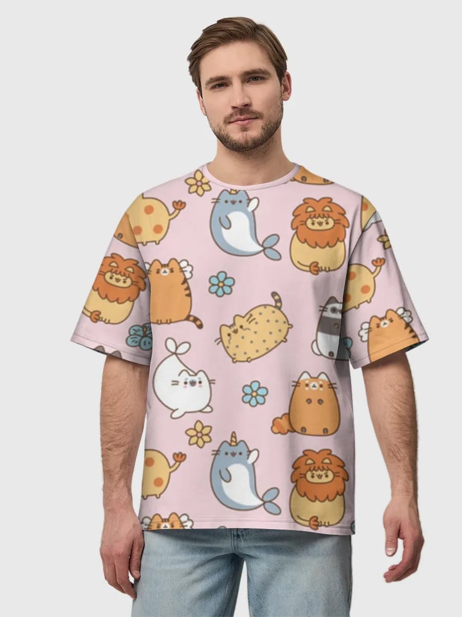 Kawaii Animal Friends — Men's oversized cotton T-shirt