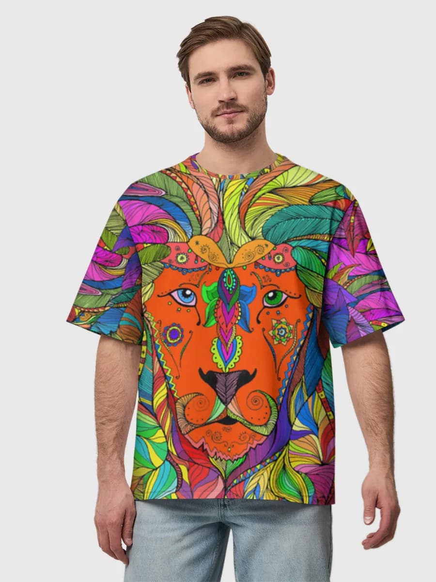 Psychedelic Lion In Leaves