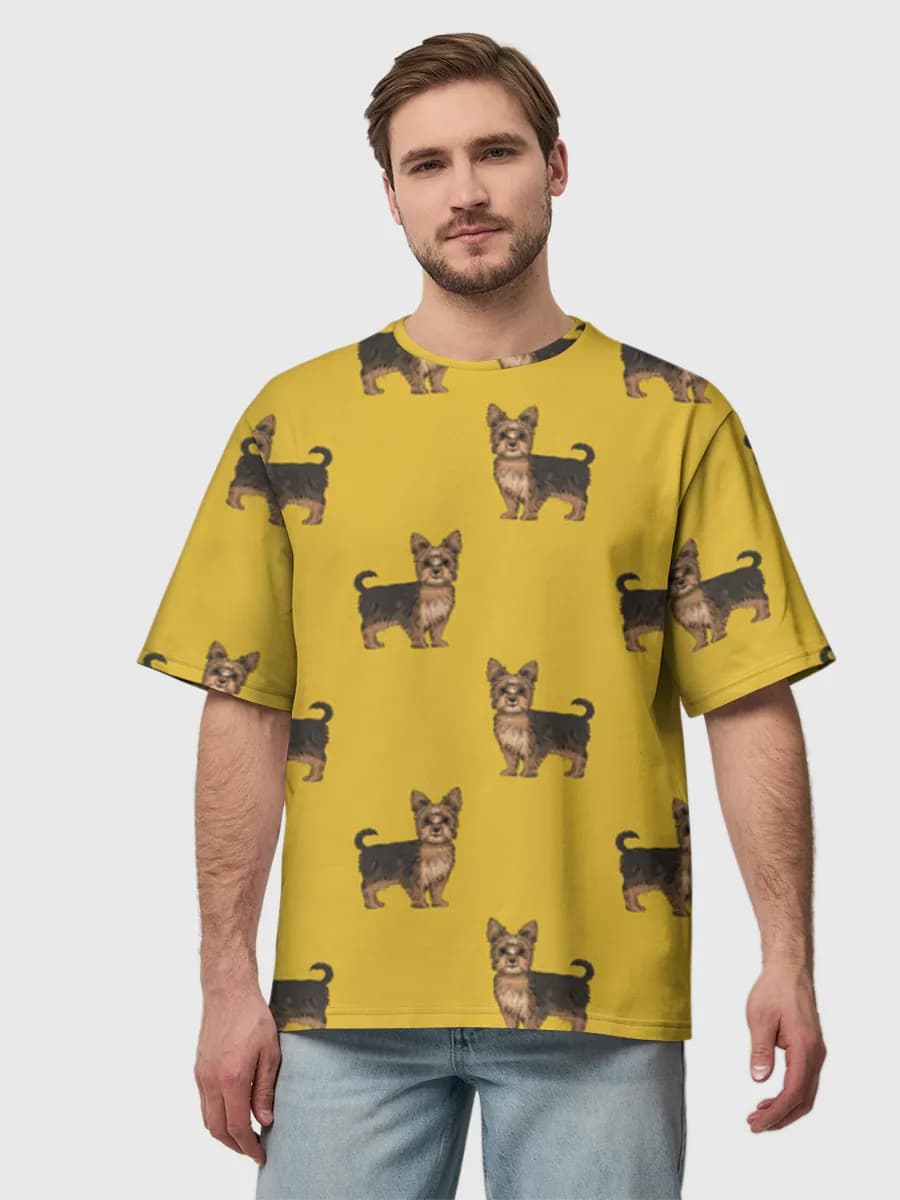 Yorkie Dogs On Yellow