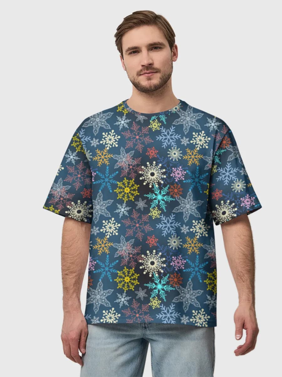 Colorful Snowflakes on Navy