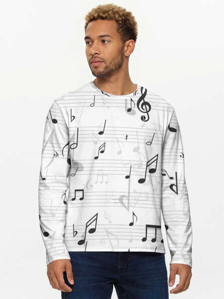 Floating Musical Notes — Men's cotton long sleeve shirt