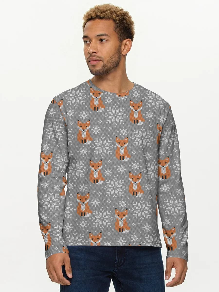Cute Fox Knit Print