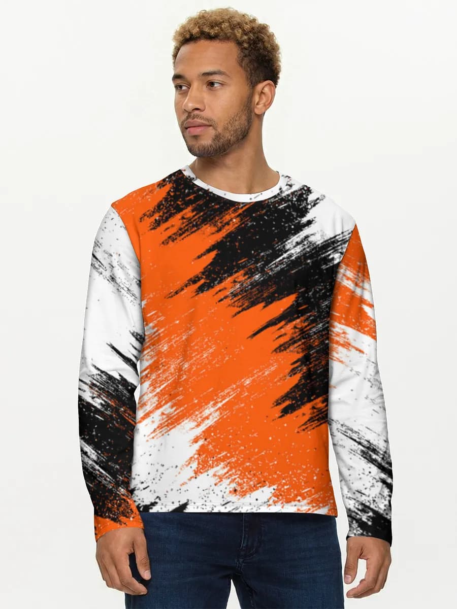 Orange Black Brushstroke Abstract