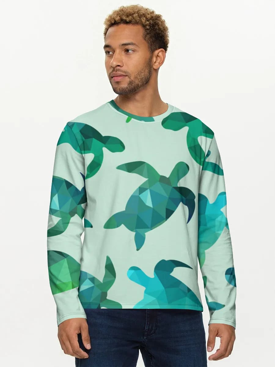Low Poly Sea Turtles — Men's cotton long sleeve shirt