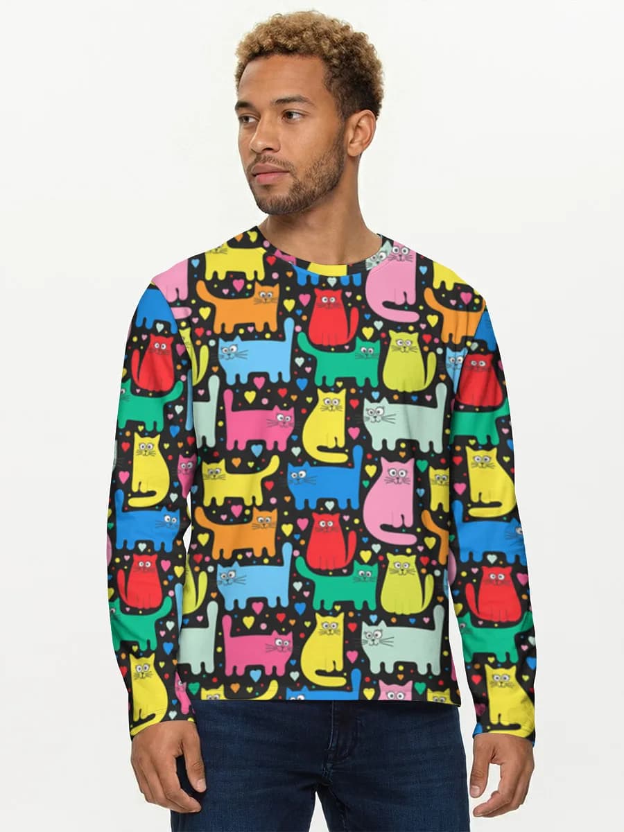 Colorful Cats And Hearts