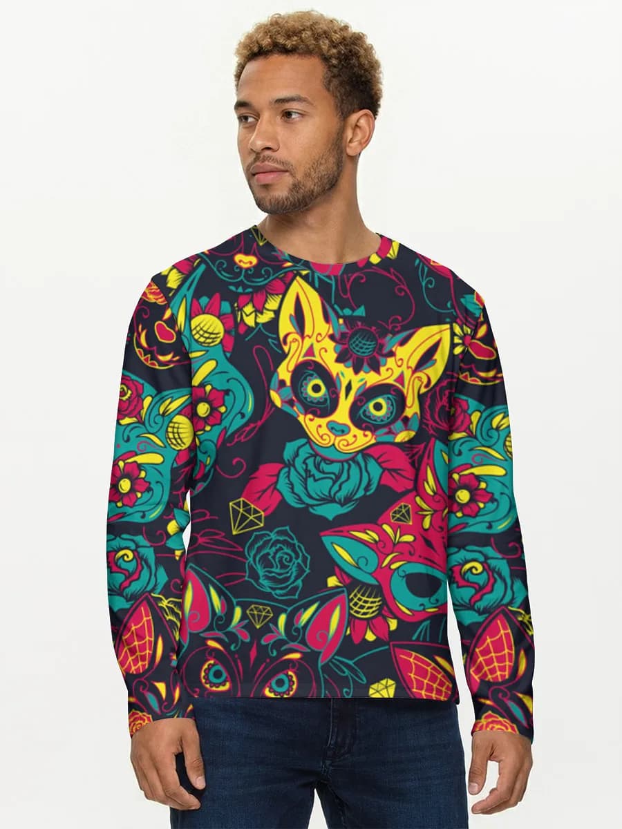 Neon Sugar Skull Cats