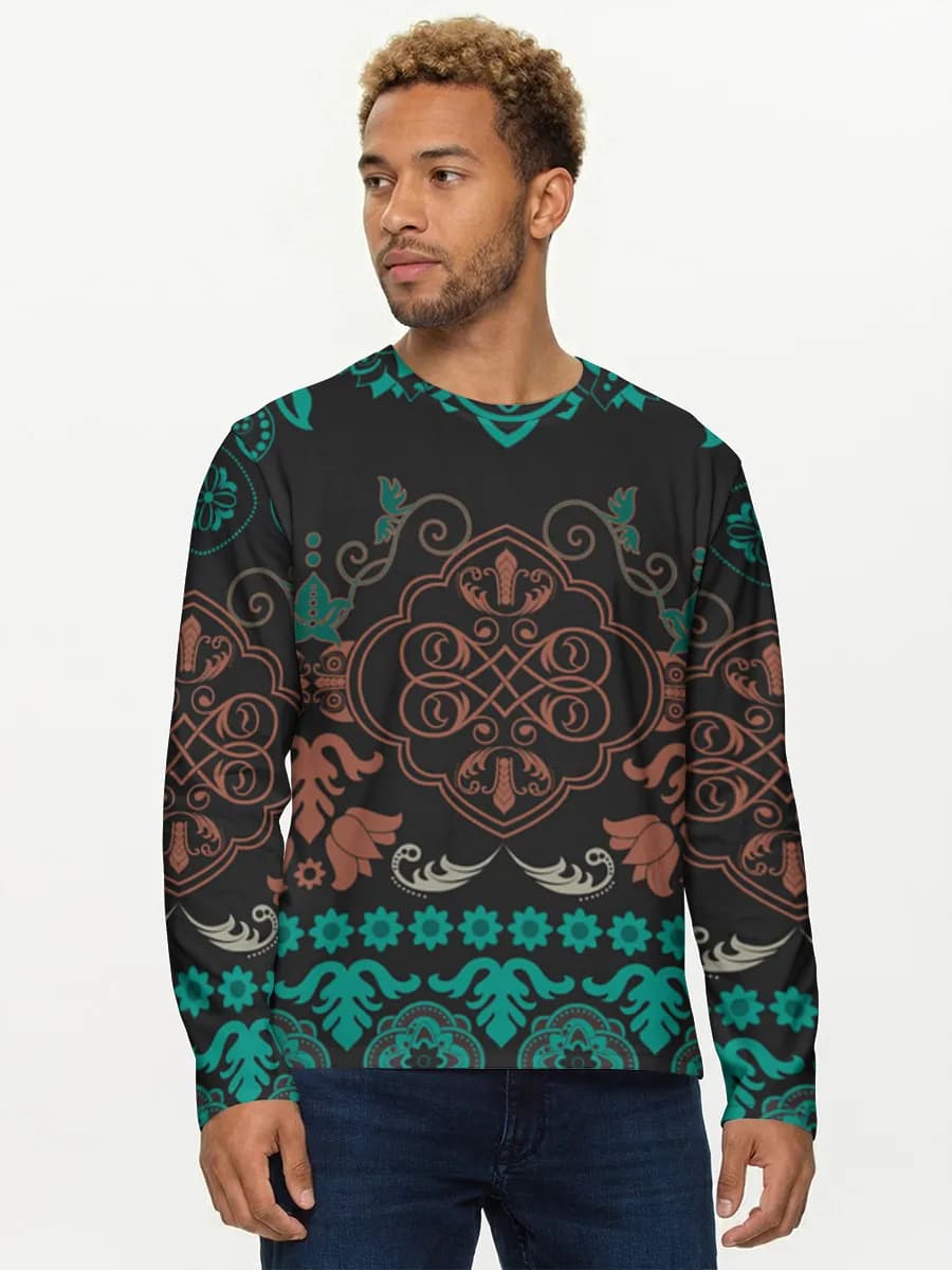 Teal Copper Damask