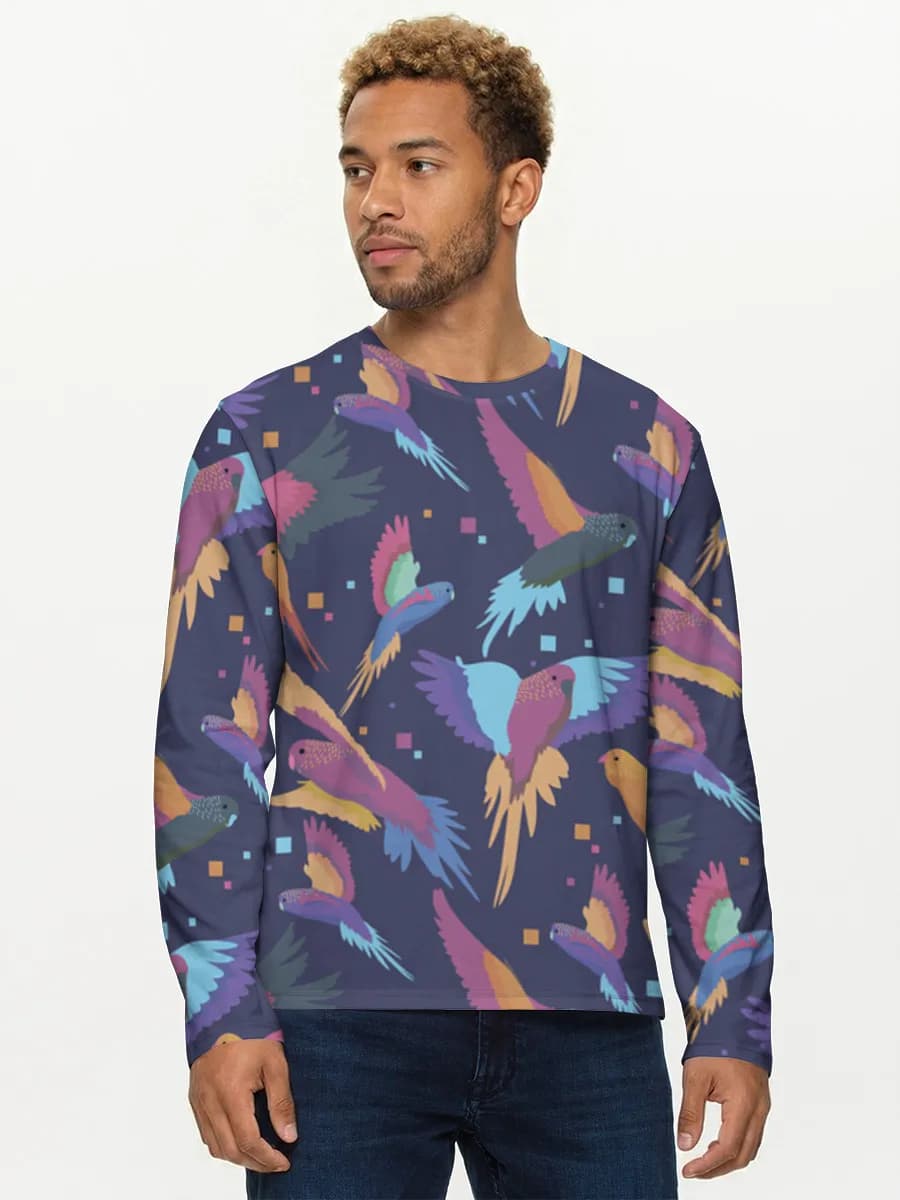 Colorful Flying Parrots — Men's cotton long sleeve shirt