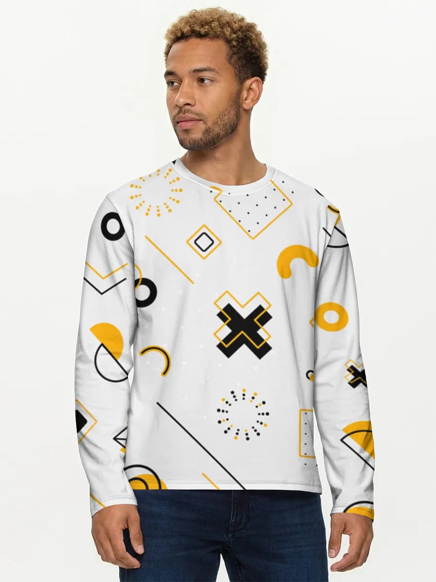 Memphis Geometric Shapes — Men's cotton long sleeve shirt
