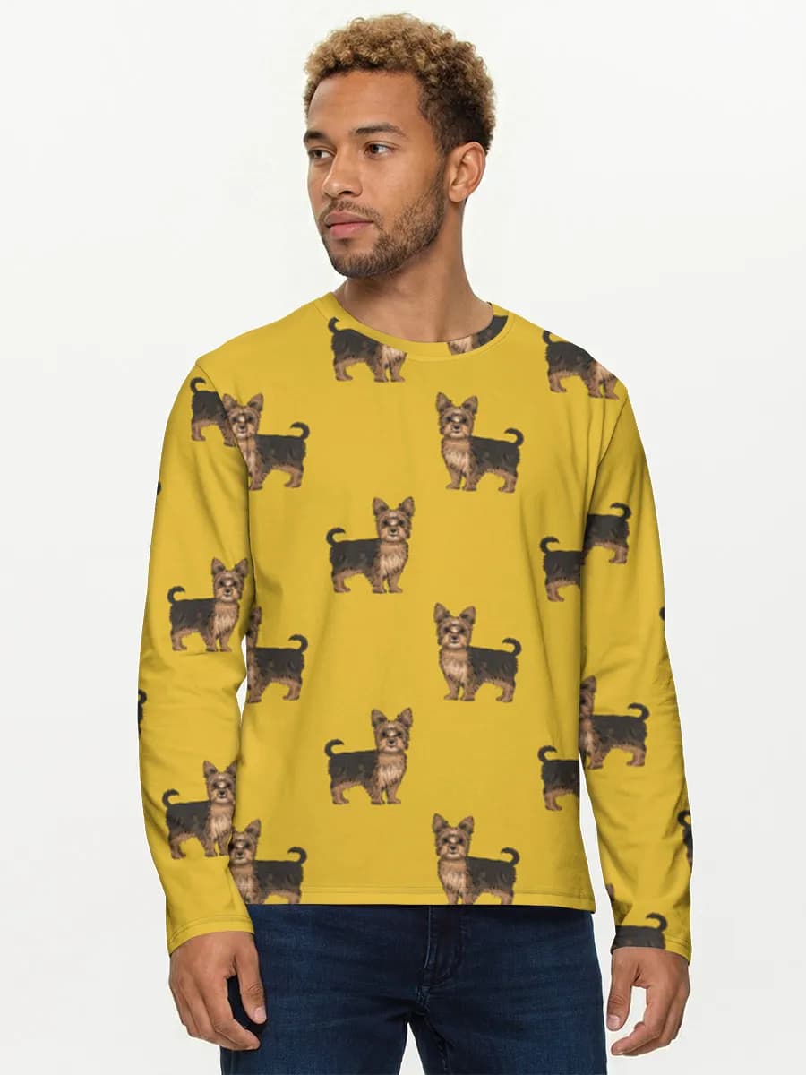 Yorkie Dogs On Yellow