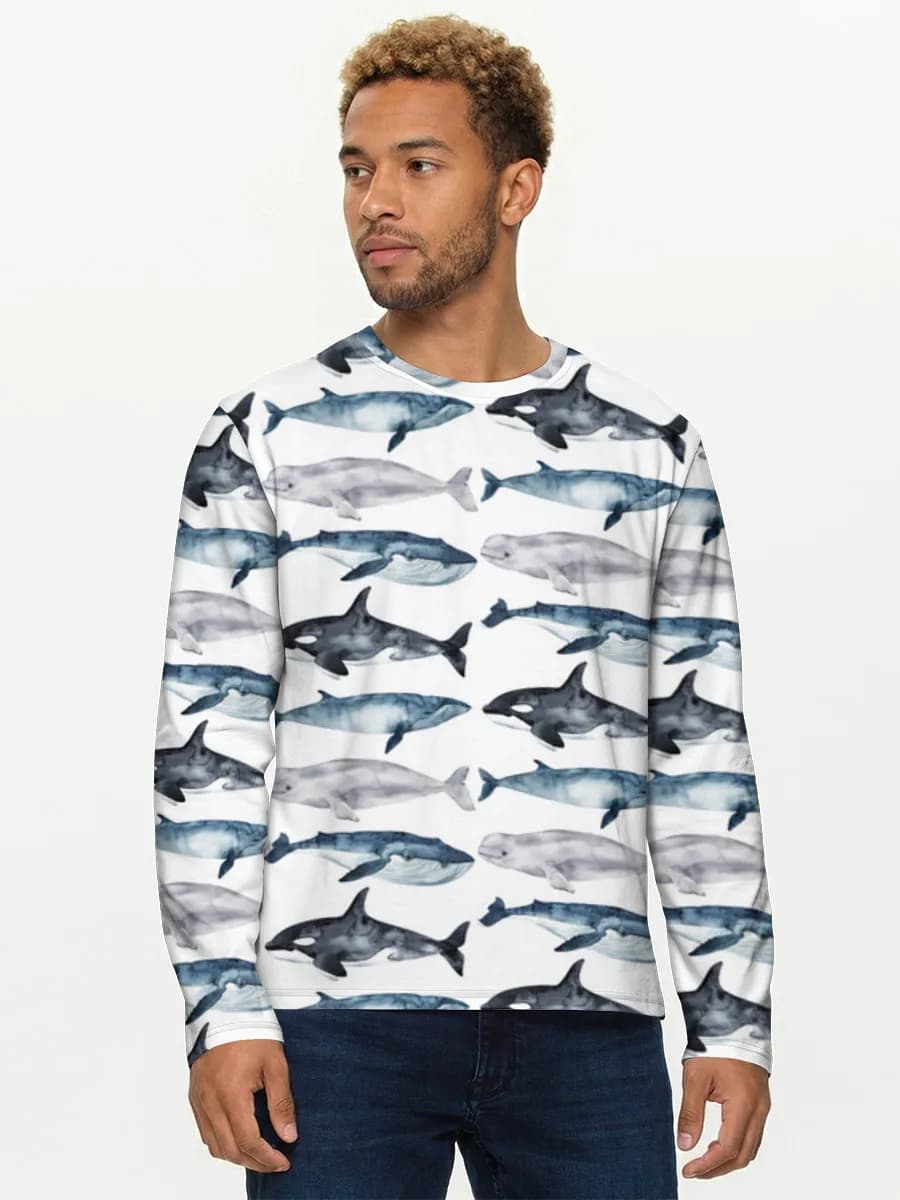 Watercolor Whales And Orcas