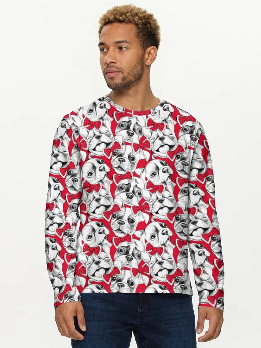 Dapper Dogs In Bowties — Men's cotton long sleeve shirt