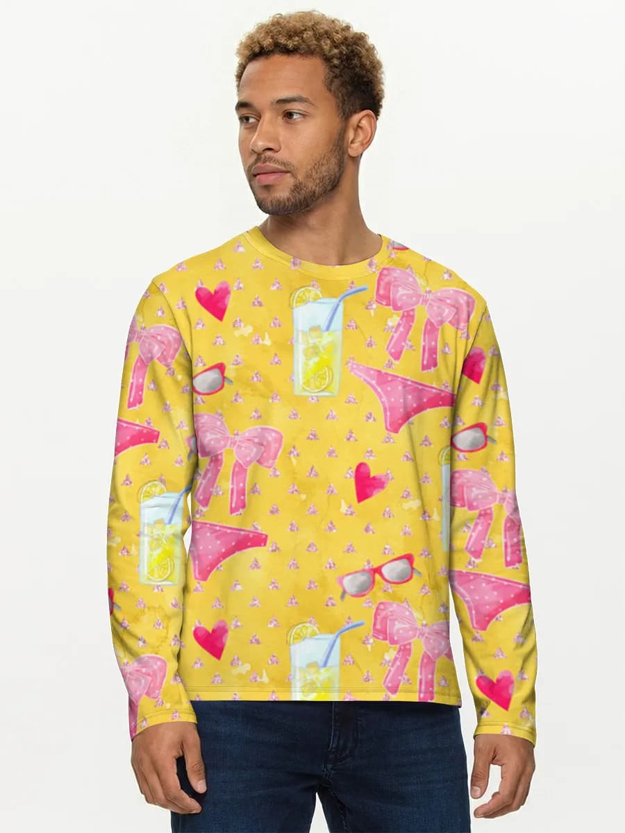Cute Beach Collage — Men's cotton long sleeve shirt