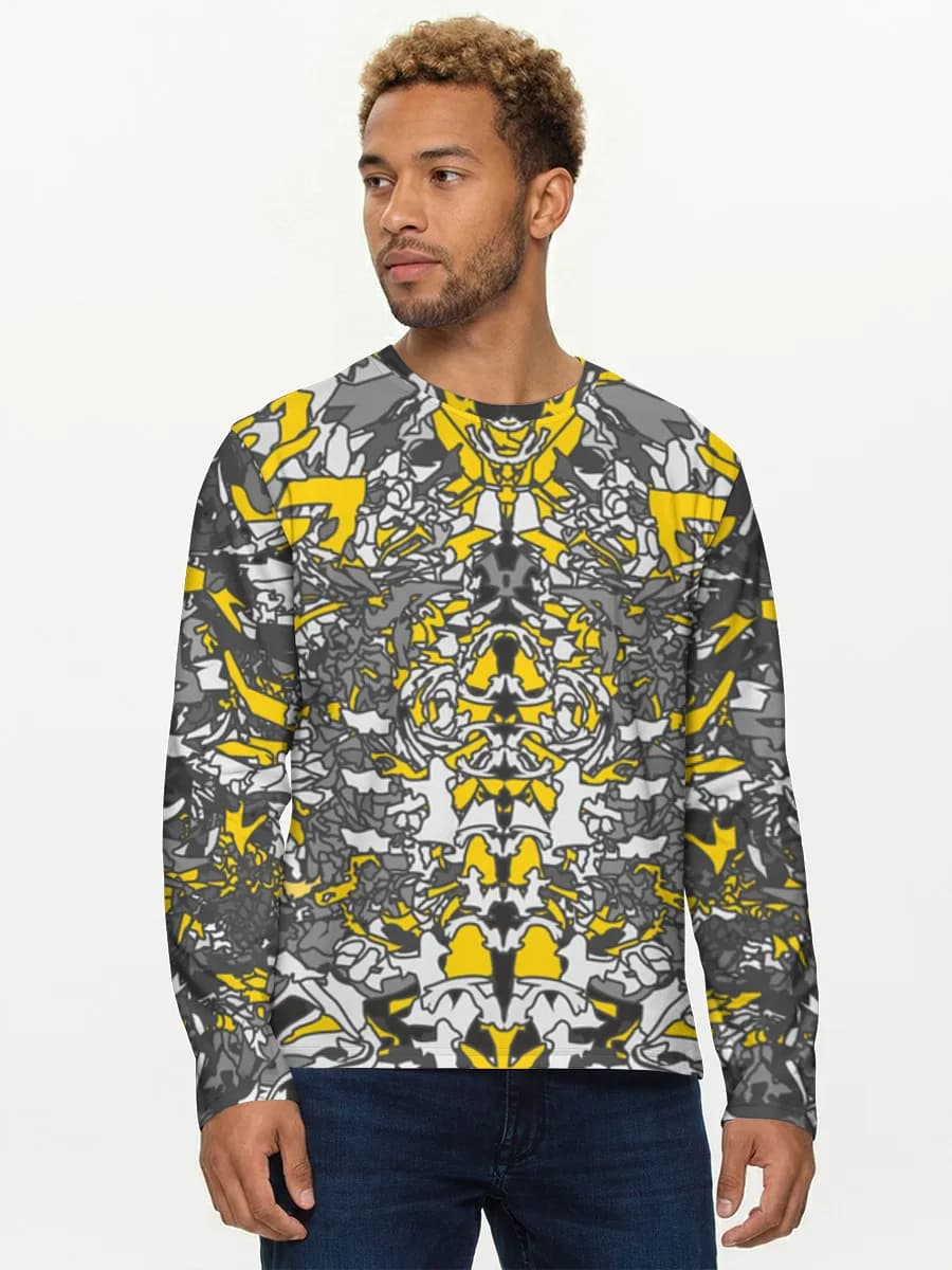 Yellow Gray Inkblot Abstract