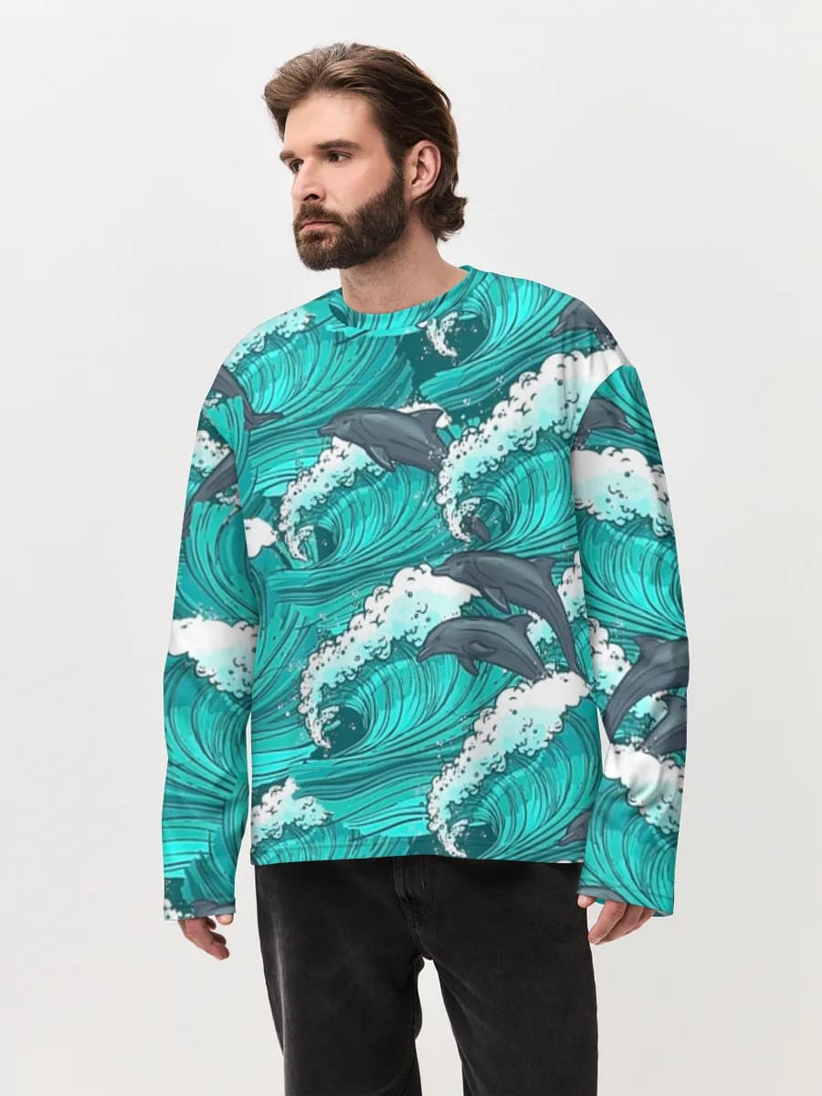 Dolphins In Ocean Waves