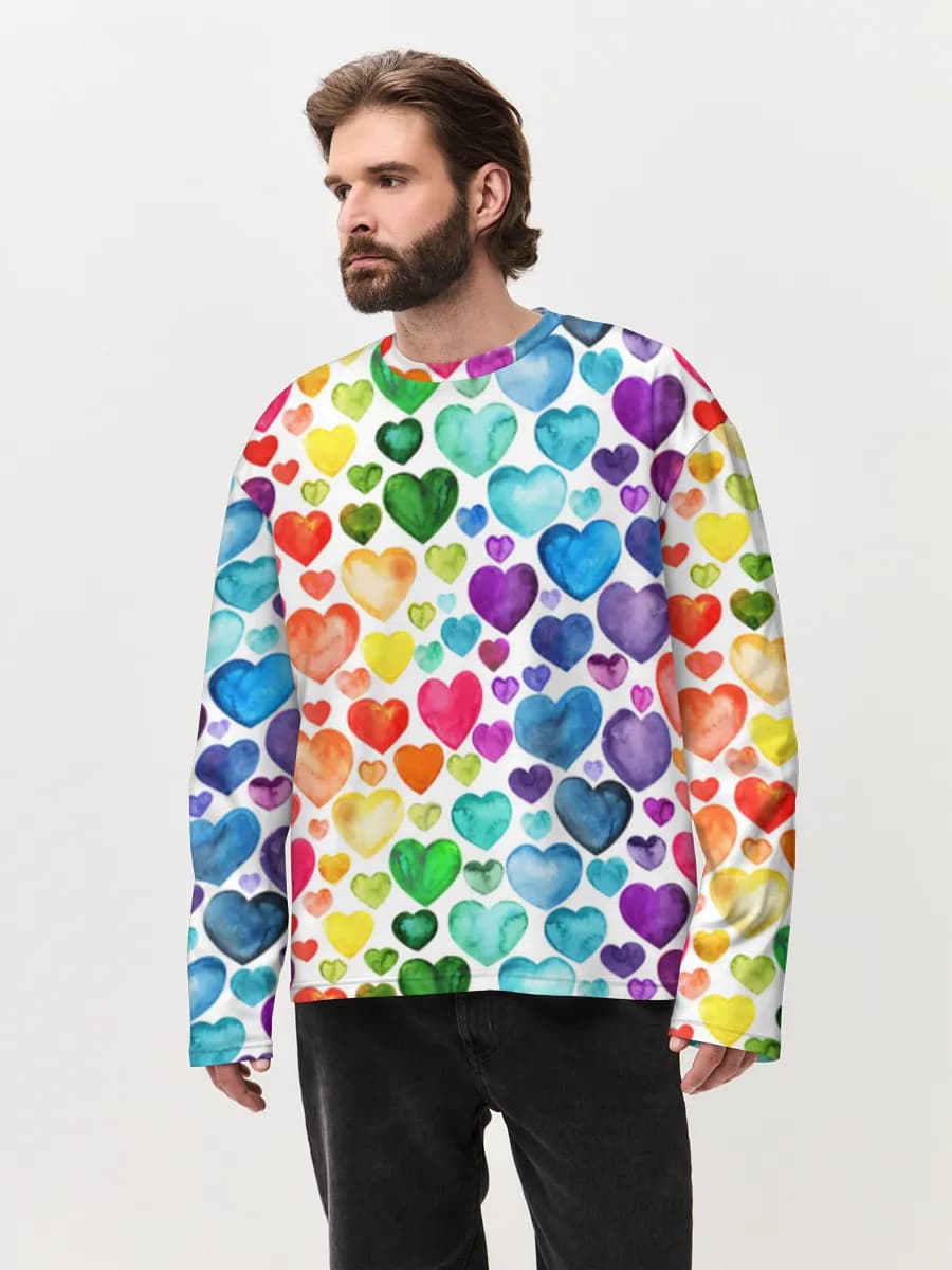 Watercolor Rainbow Hearts