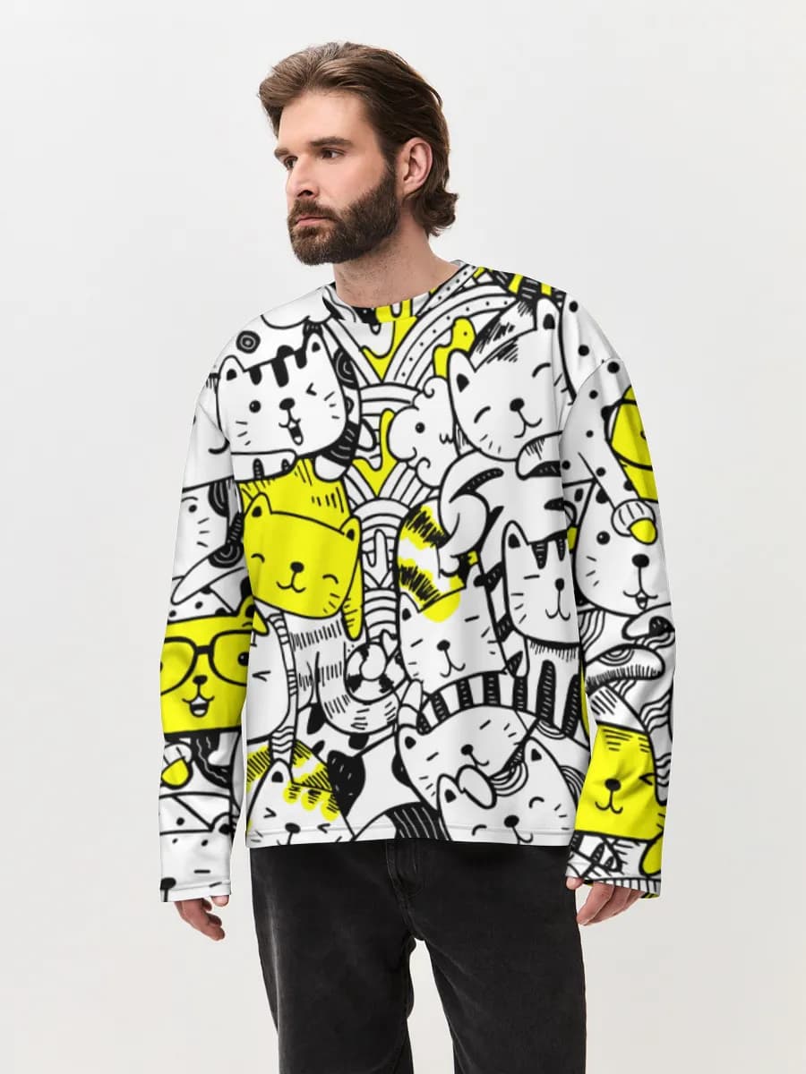 Neon Cat Doodle Crowd