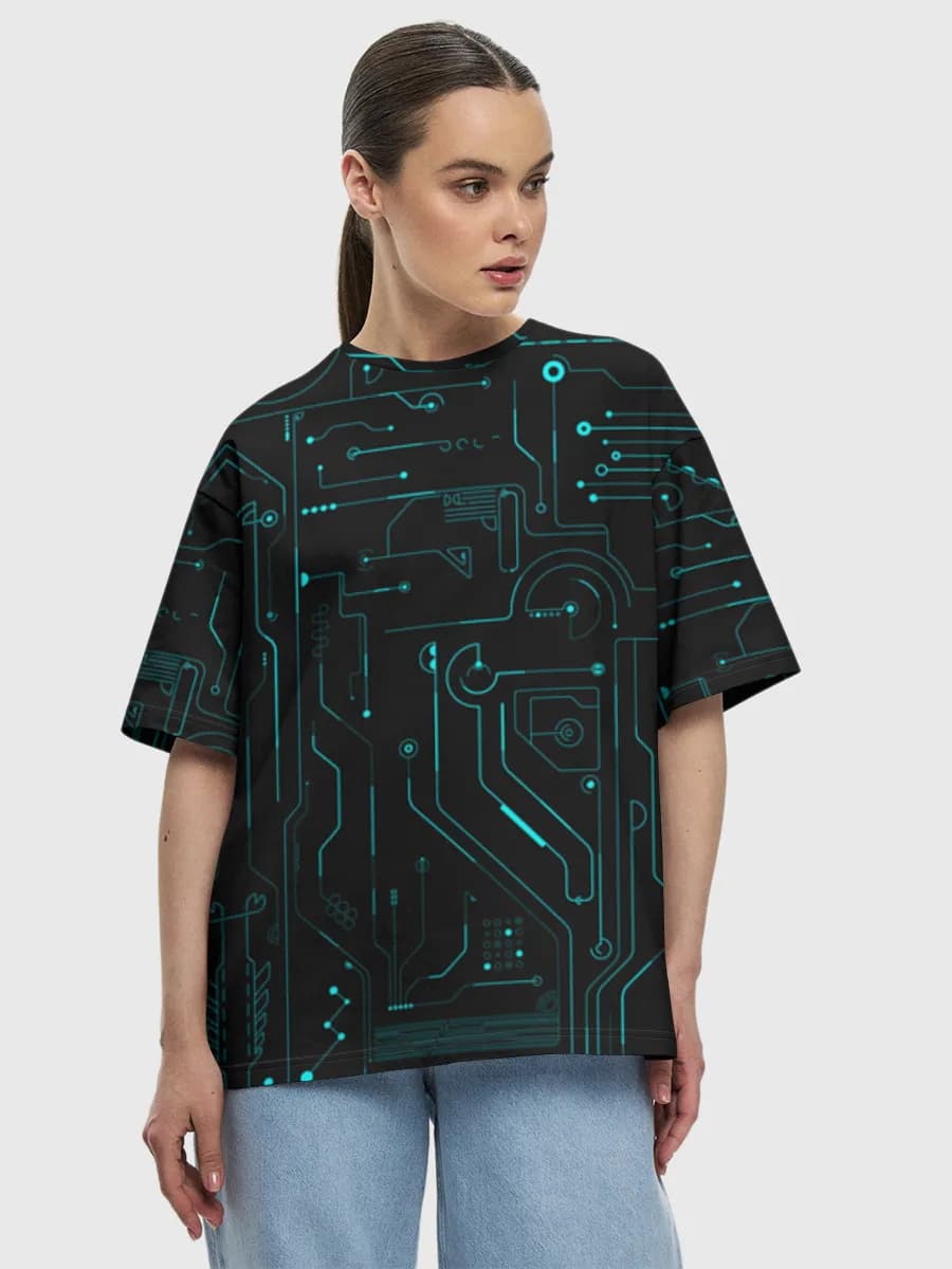 Neon Circuit Board Lines