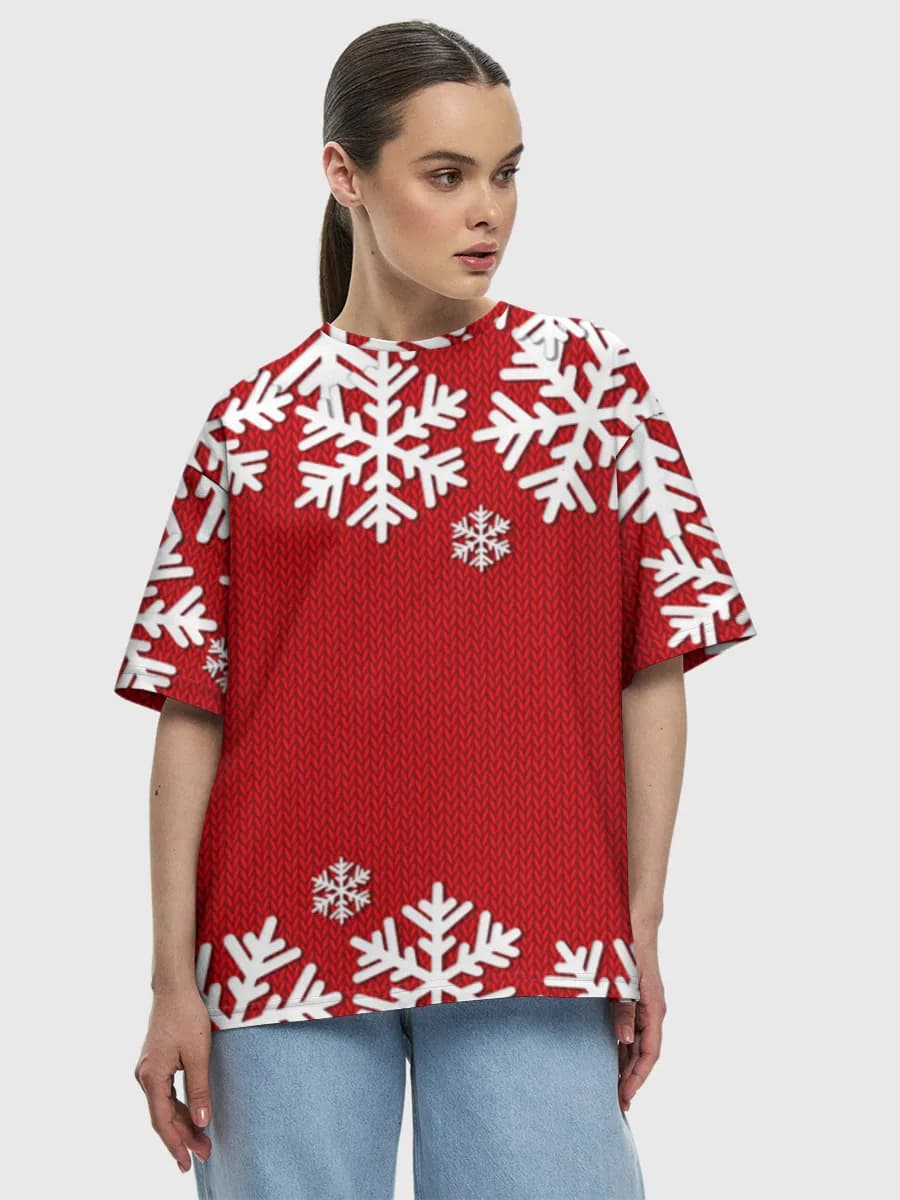 Festive Snowflakes On Red