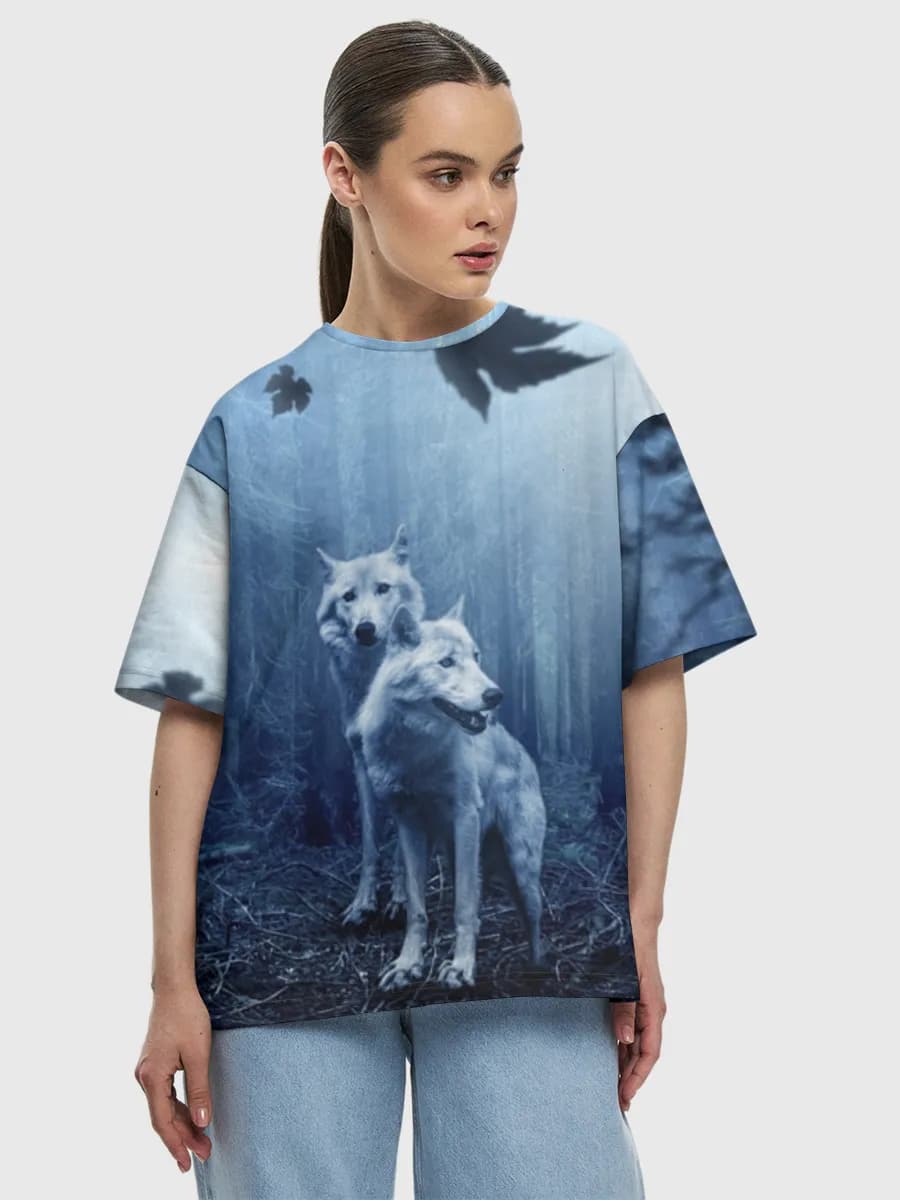Moonlit Wolves In Mist